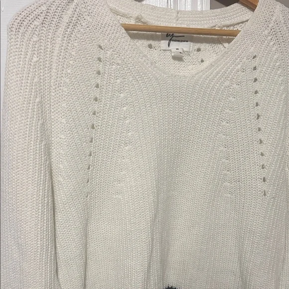 Andrea Jovine Women’s Colorblock Knit Sweater Cream & Black ~ Size Medium - Picture 3 of 7